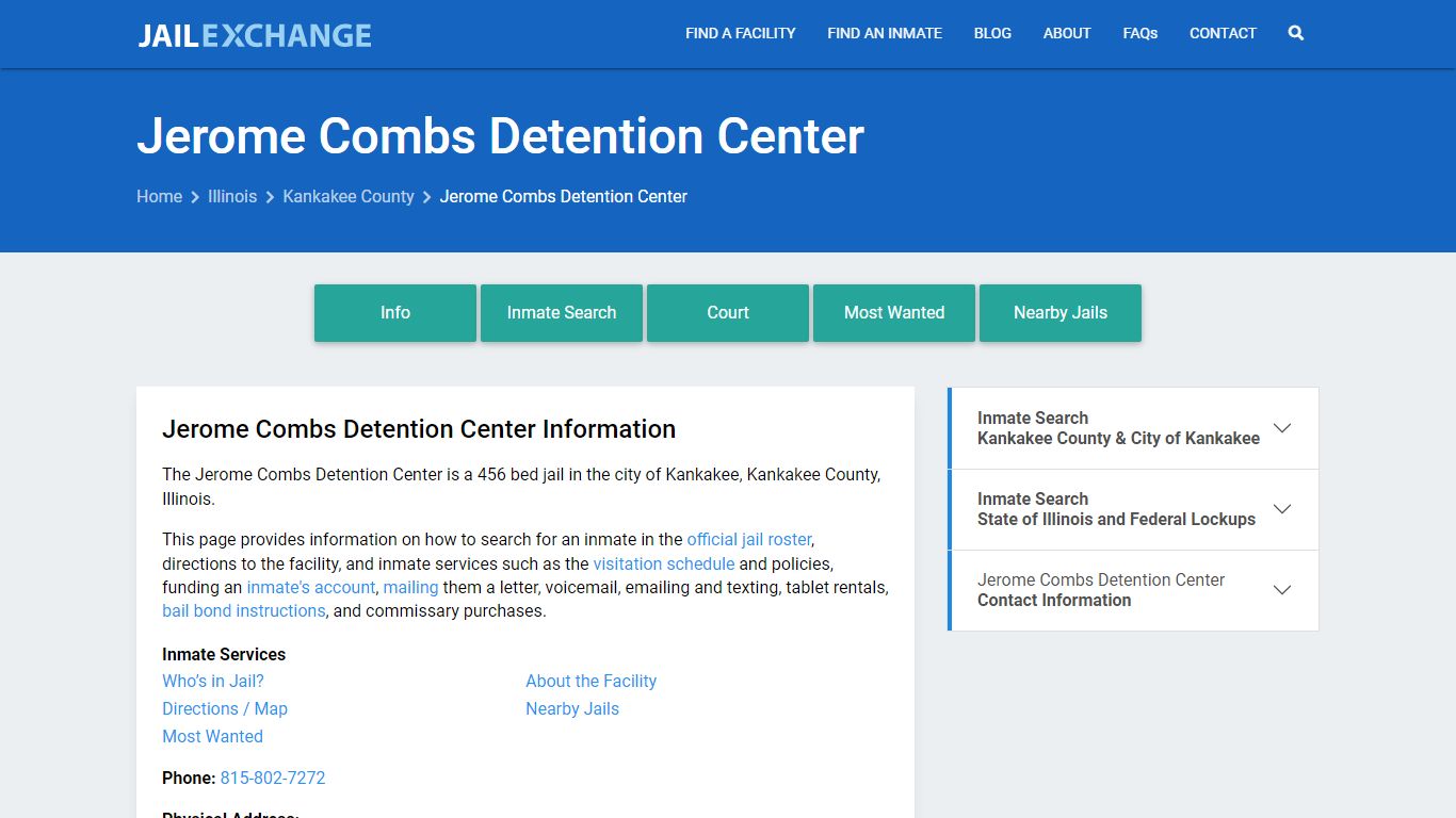 Jerome Combs Detention Center, IL Inmate Search, Information